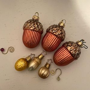 Vintage Acorn & Nuts Glass Ornaments
